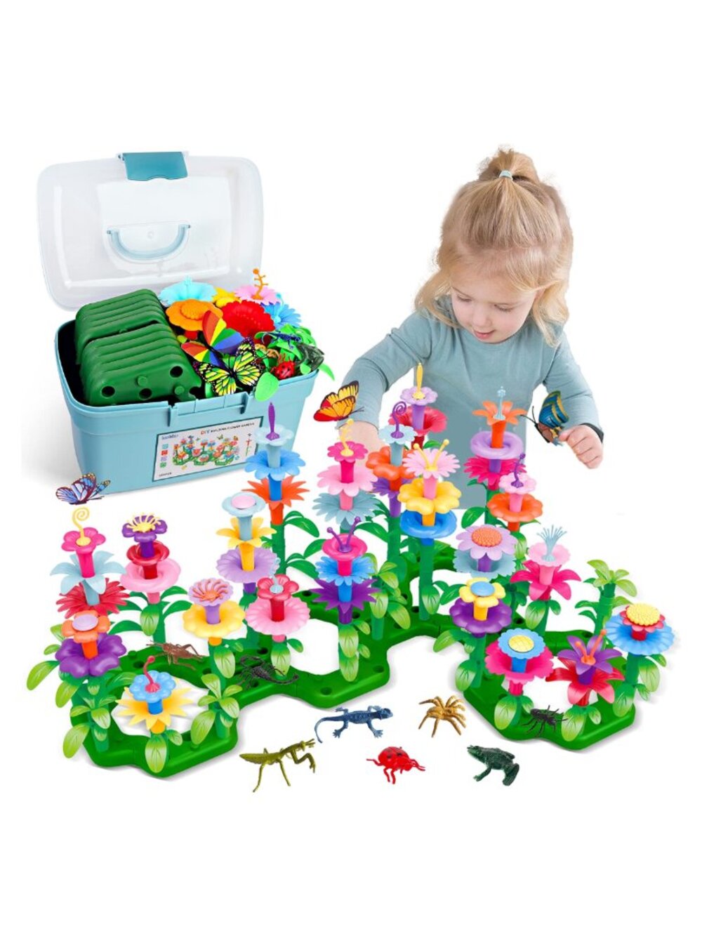 156 PCS Toddler Building Toy Set STEM Flower Garden Stacking Blocks